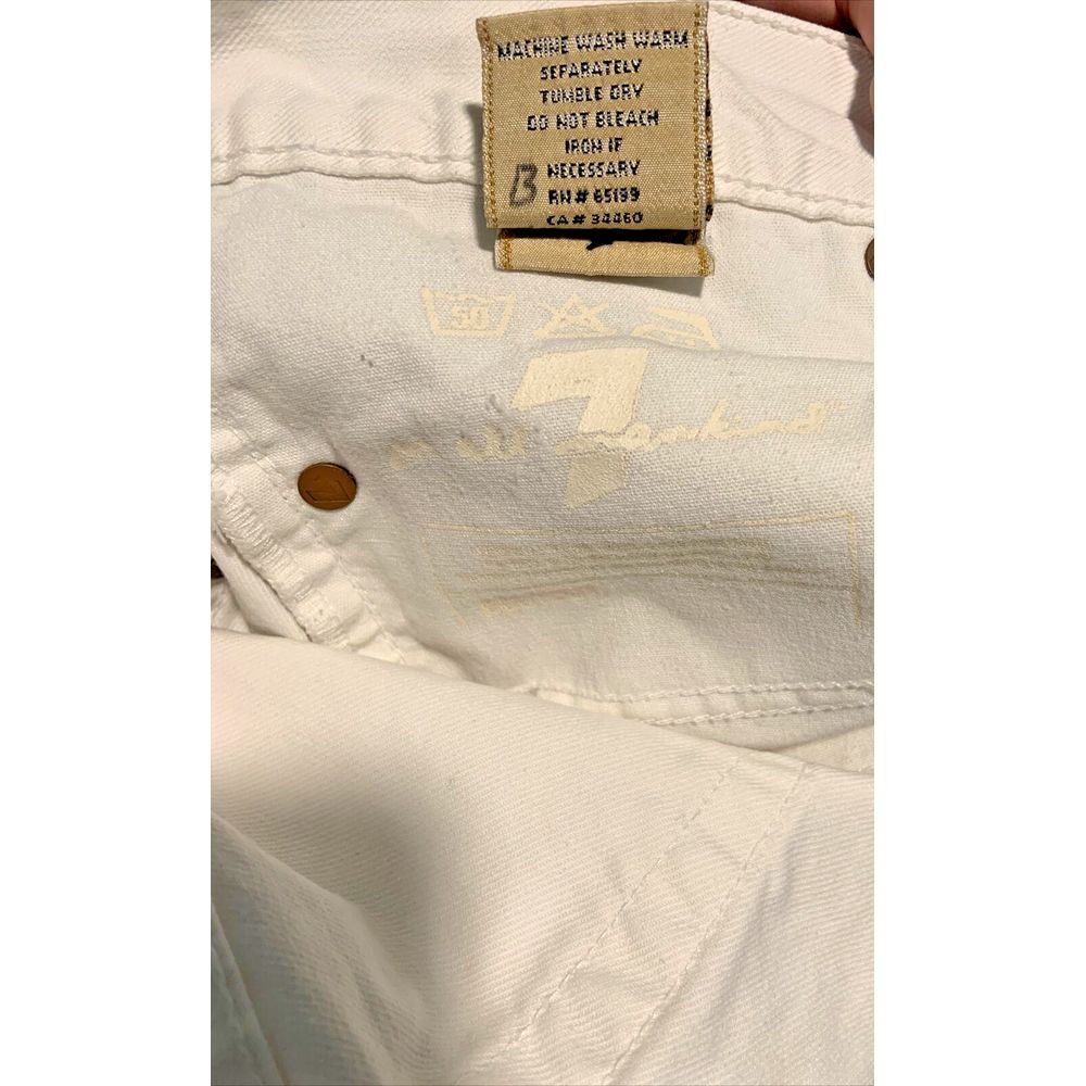 7 For All Mankind Jeans Women *30 White Denim Cropped Embroidery 3" cuff USA - Picture 13 of 13